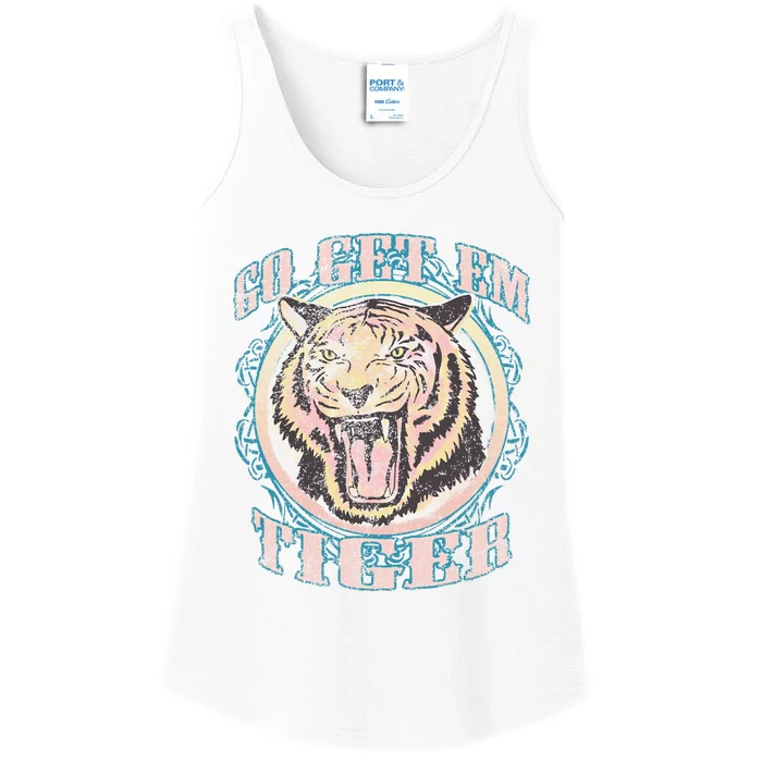 Go Get Em Tiger Bohemian Vintage Graphic Ladies Essential Tank