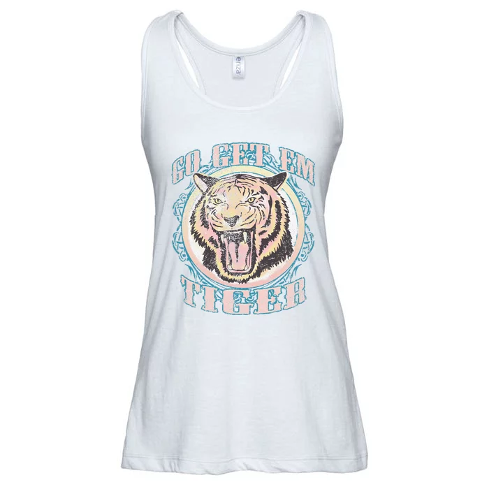 Go Get Em Tiger Bohemian Vintage Graphic Ladies Essential Flowy Tank