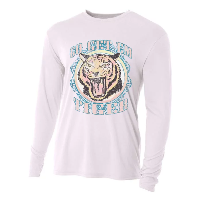 Go Get Em Tiger Bohemian Vintage Graphic Cooling Performance Long Sleeve Crew