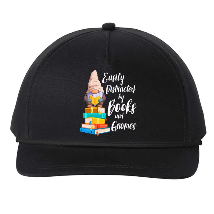 Garden Gnome Easily Distracted By Books Gnomes Book Lover Snapback Five-Panel Rope Hat