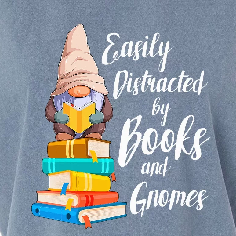 Garden Gnome Easily Distracted By Books Gnomes Book Lover Garment-Dyed Women's Muscle Tee