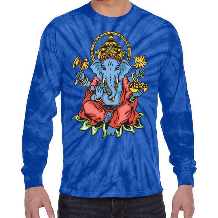 Ganesha God Elephant Gift Spiritual Hindu Yoga Meditation Great Gift Tie-Dye Long Sleeve Shirt