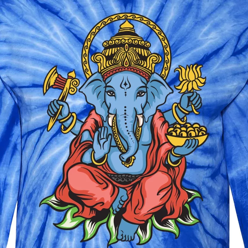 Ganesha God Elephant Gift Spiritual Hindu Yoga Meditation Great Gift Tie-Dye Long Sleeve Shirt