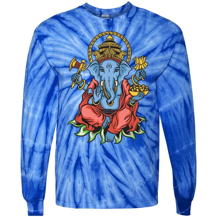 Ganesha God Elephant Gift Spiritual Hindu Yoga Meditation Great Gift Tie-Dye Long Sleeve Shirt