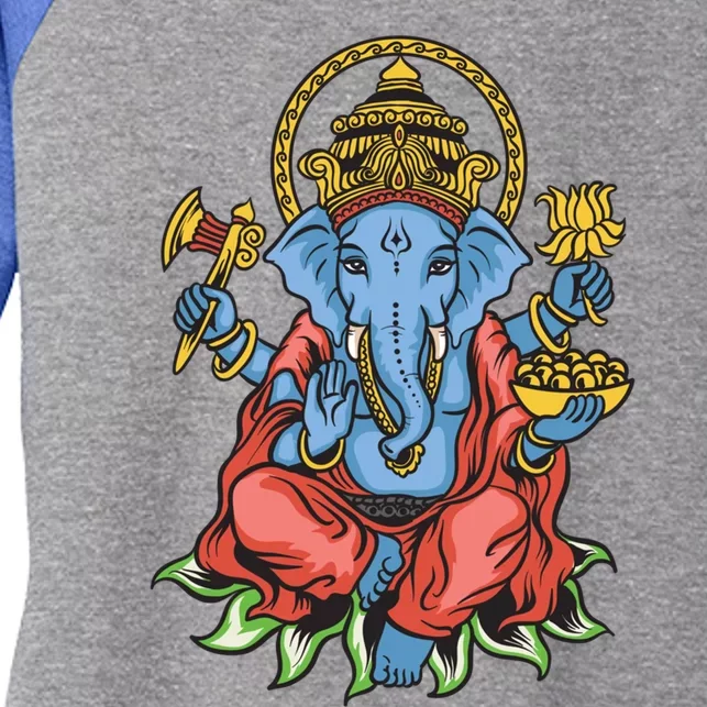 Ganesha God Elephant Gift Spiritual Hindu Yoga Meditation Great Gift Women's Tri-Blend 3/4-Sleeve Raglan Shirt