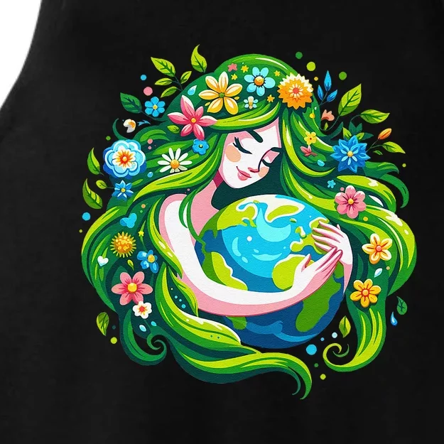 Green Goddess Earth Day Save Our Planet Ladies Tri-Blend Wicking Tank