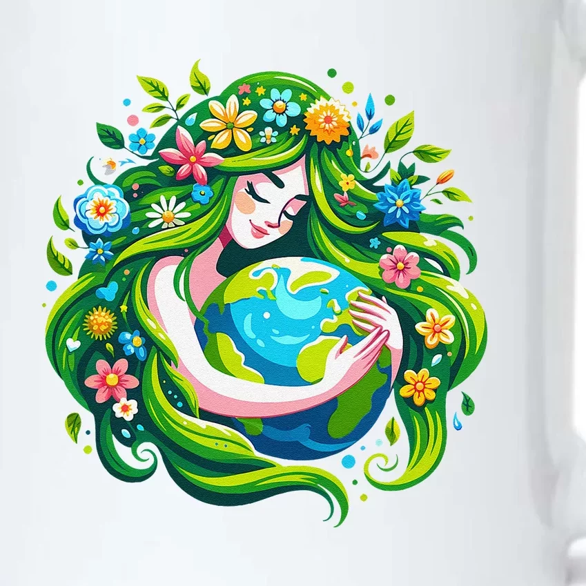 Green Goddess Earth Day Save Our Planet Black Color Changing Mug