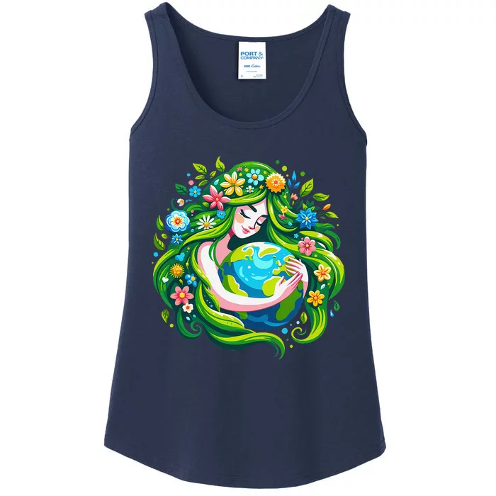 Green Goddess Earth Day Save Our Planet Ladies Essential Tank