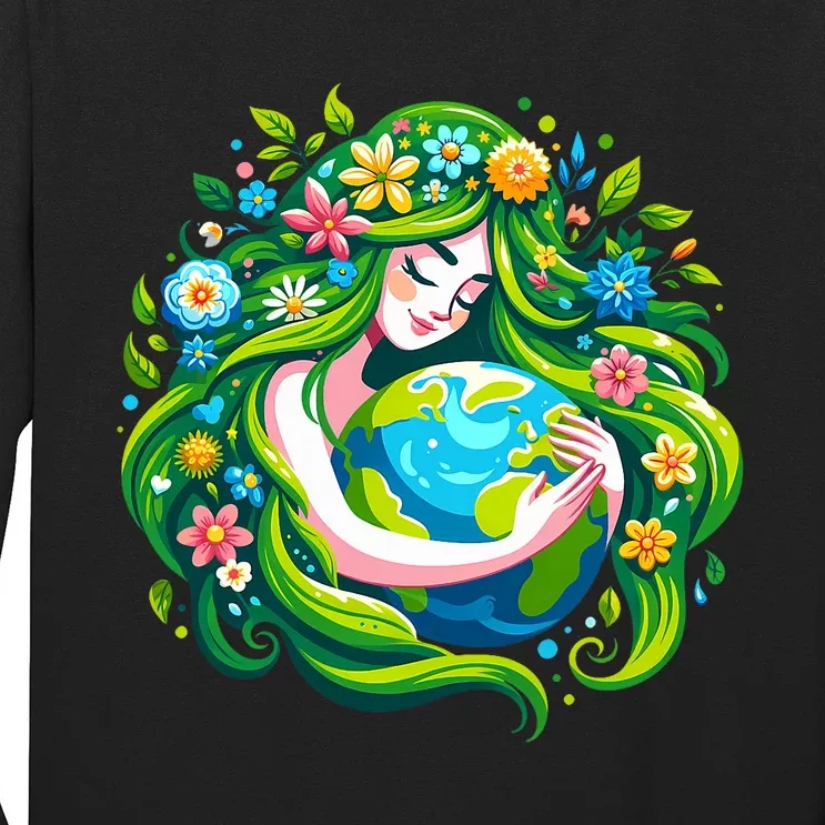 Green Goddess Earth Day Save Our Planet Long Sleeve Shirt