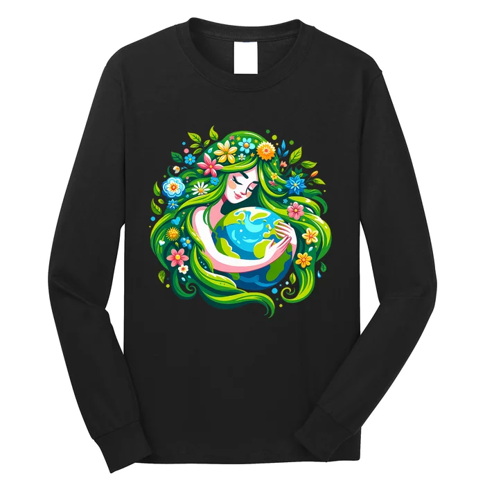 Green Goddess Earth Day Save Our Planet Long Sleeve Shirt