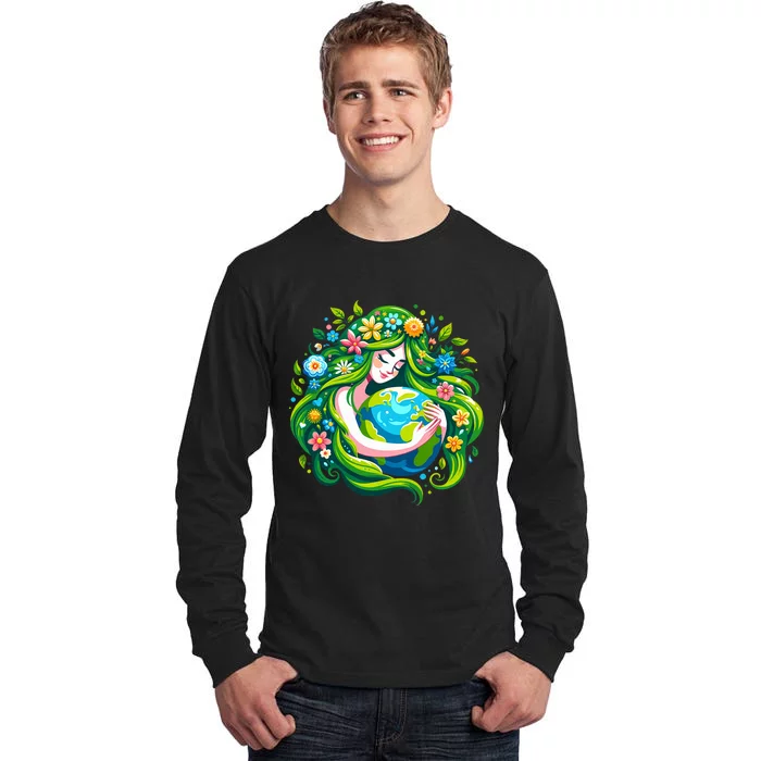 Green Goddess Earth Day Save Our Planet Tall Long Sleeve T-Shirt