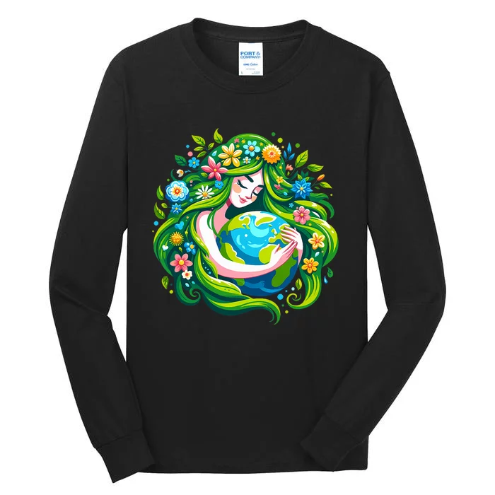 Green Goddess Earth Day Save Our Planet Tall Long Sleeve T-Shirt