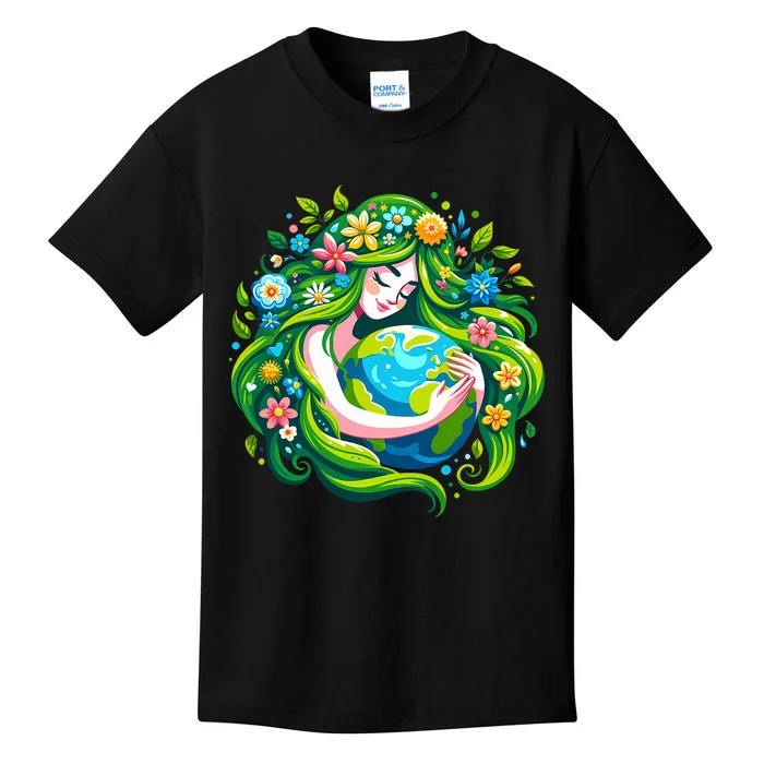 Green Goddess Earth Day Save Our Planet Kids T-Shirt