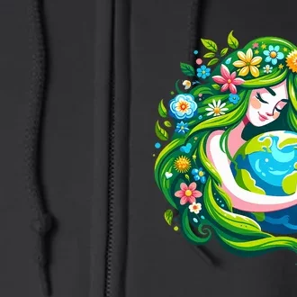 Green Goddess Earth Day Save Our Planet Full Zip Hoodie