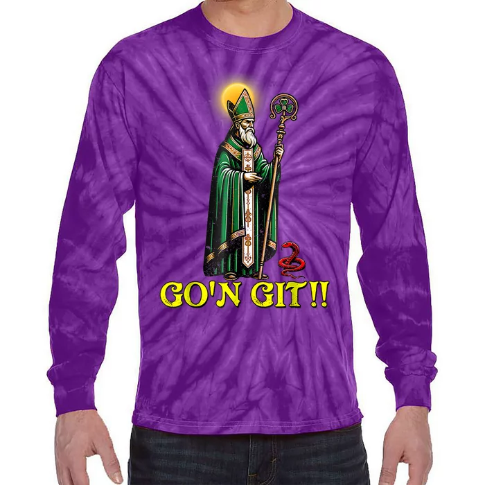 Gon Git Funny St Patricks Day Shamrock Irish Tie-Dye Long Sleeve Shirt