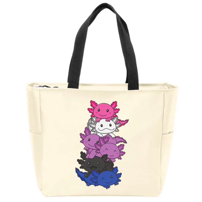 Genderfluid Gender fluid Pride LGBTQ Axolotl Animal Zip Tote Bag