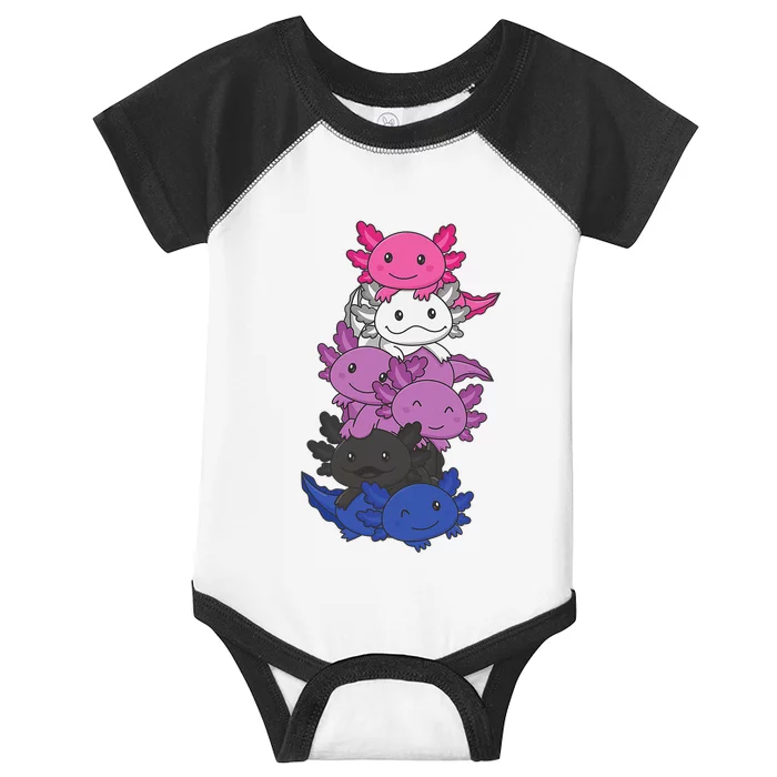 Genderfluid Gender fluid Pride LGBTQ Axolotl Animal Infant Baby Jersey Bodysuit