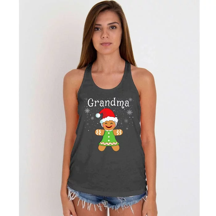 Grandma Gingerbread Family Matching funny Christmas Women's Knotted Racerback Tank