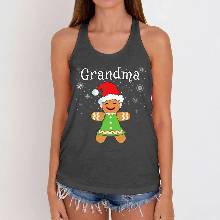 Grandma Gingerbread Family Matching funny Christmas Women's Knotted Racerback Tank