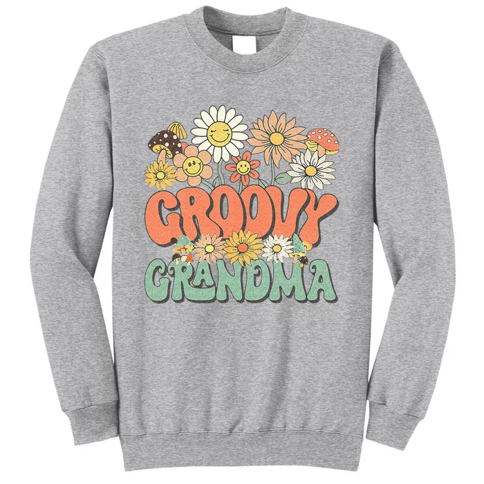 Groovy Grandma Floral Hippie Retro Daisy Flower Mothers Day Tall Sweatshirt