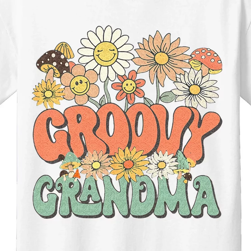 Groovy Grandma Floral Hippie Retro Daisy Flower Mothers Day Kids T-Shirt