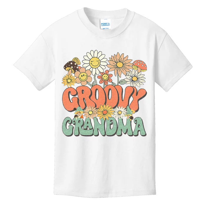 Groovy Grandma Floral Hippie Retro Daisy Flower Mothers Day Kids T-Shirt