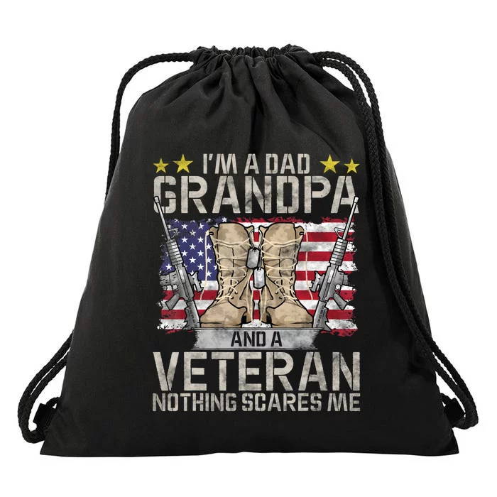 Grandpa Gift For Men Fathers Day Im A Dad Grandpa Veteran Drawstring Bag