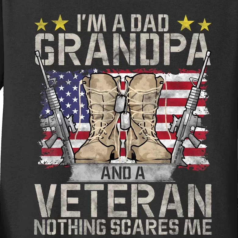 Grandpa Gift For Men Fathers Day Im A Dad Grandpa Veteran Kids Long Sleeve Shirt