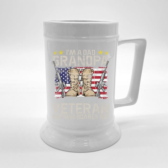 Grandpa Gift For Men Fathers Day Im A Dad Grandpa Veteran Front & Back Beer Stein