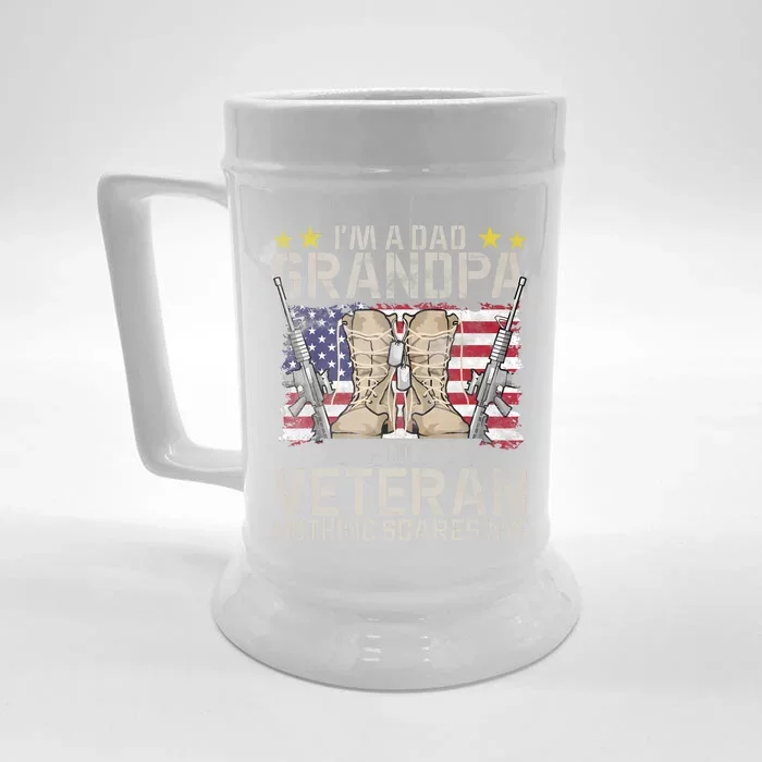 Grandpa Gift For Men Fathers Day Im A Dad Grandpa Veteran Front & Back Beer Stein