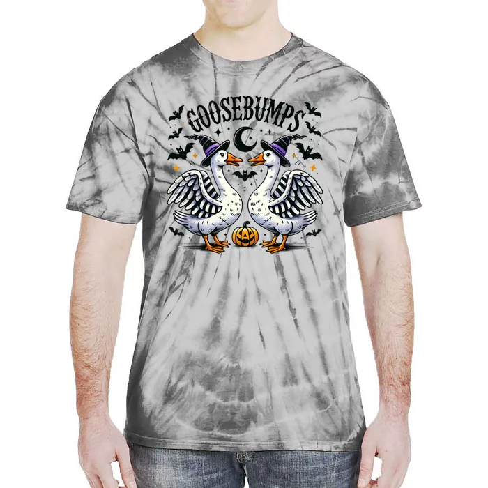 Goosebumps Geese Funny Halloween Witches Hat Tie-Dye T-Shirt