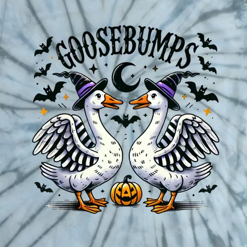 Goosebumps Geese Funny Halloween Witches Hat Tie-Dye T-Shirt