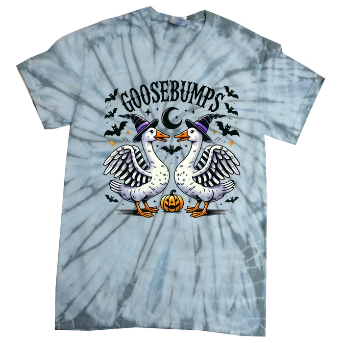 Goosebumps Geese Funny Halloween Witches Hat Tie-Dye T-Shirt