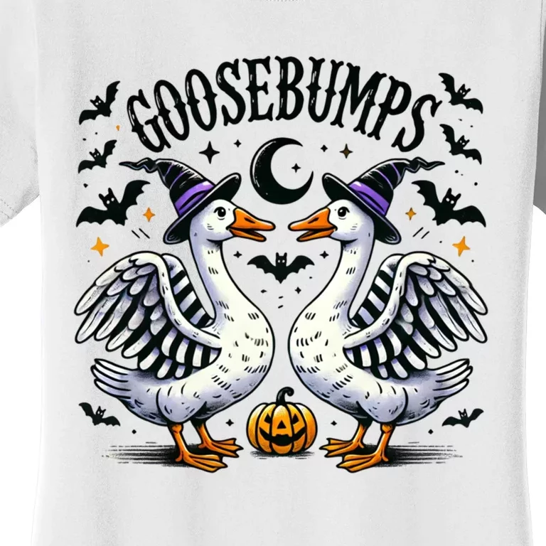 Goosebumps Geese Funny Halloween Witches Hat Women's T-Shirt