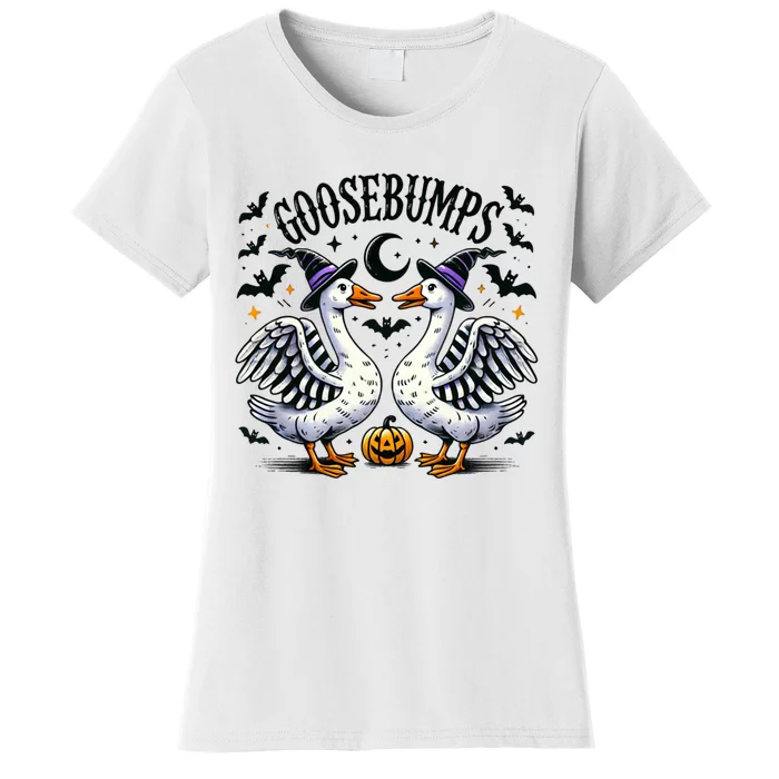 Goosebumps Geese Funny Halloween Witches Hat Women's T-Shirt