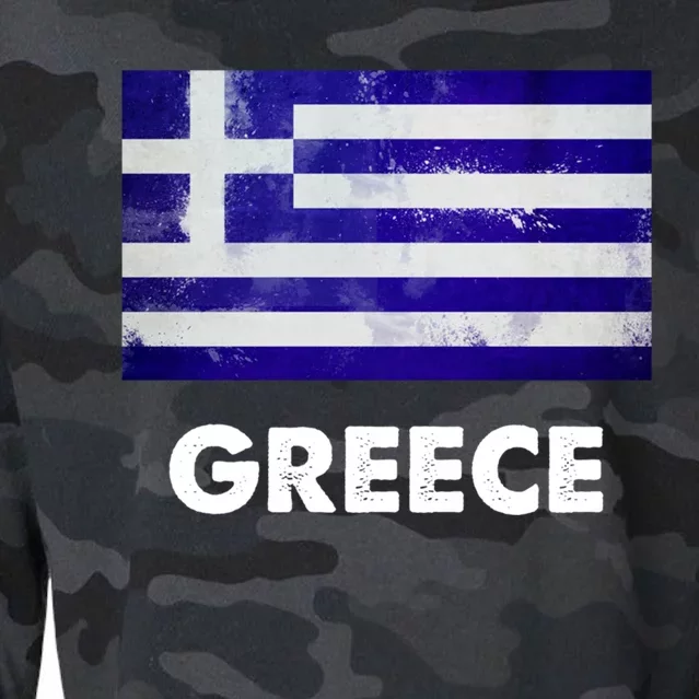 Greek Greece Flag Cool Gift Cropped Pullover Crew