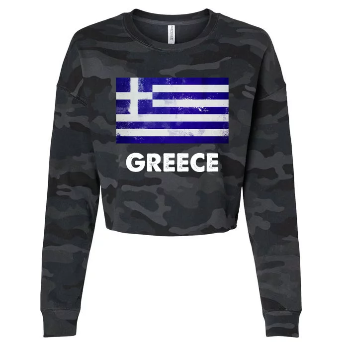 Greek Greece Flag Cool Gift Cropped Pullover Crew