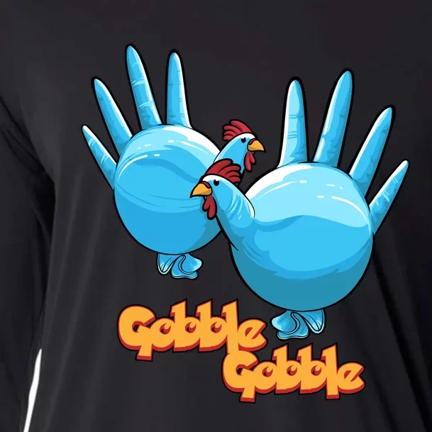 Gobble Gobble Funny Thanksgiving Turkey Cooling Performance Long Sleeve Crew