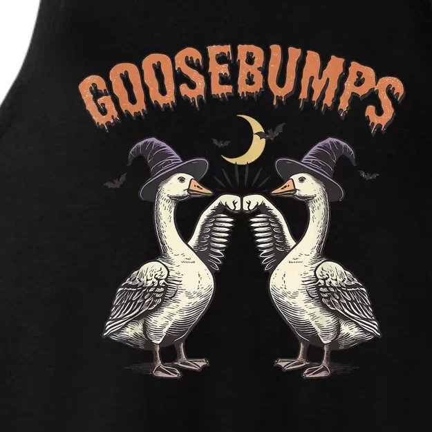 Goosebumps Geese Funny Halloween Witches Hat Ladies Tri-Blend Wicking Tank