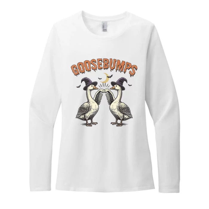 Goosebumps Geese Funny Halloween Witches Hat Womens CVC Long Sleeve Shirt