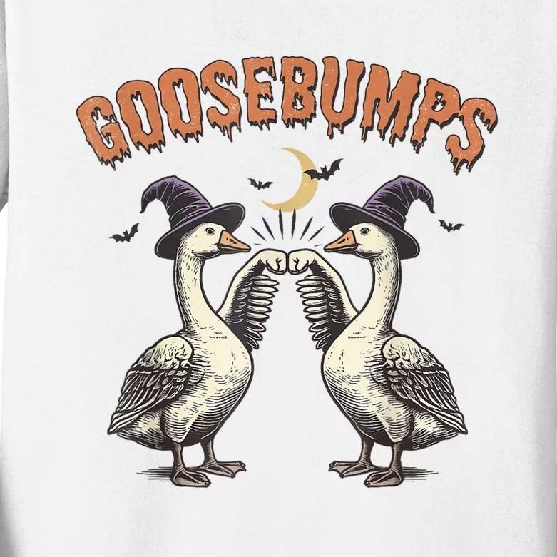 Goosebumps Geese Funny Halloween Witches Hat Kids Long Sleeve Shirt