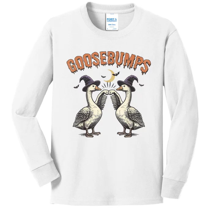 Goosebumps Geese Funny Halloween Witches Hat Kids Long Sleeve Shirt