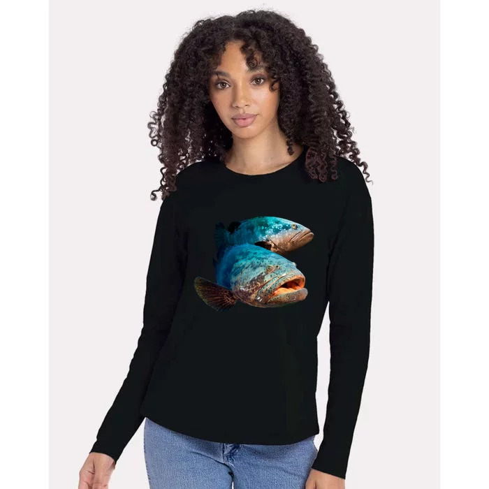 Goliath Grouper Fish Womens Cotton Relaxed Long Sleeve T-Shirt