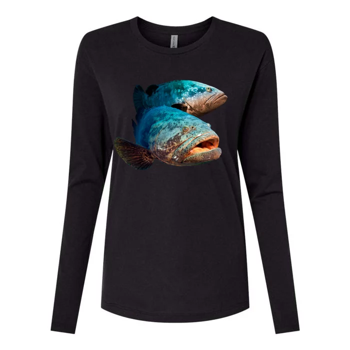 Goliath Grouper Fish Womens Cotton Relaxed Long Sleeve T-Shirt