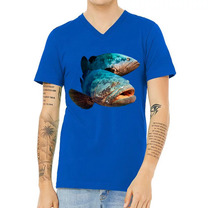 Goliath Grouper Fish V-Neck T-Shirt