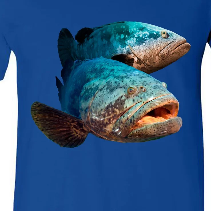 Goliath Grouper Fish V-Neck T-Shirt