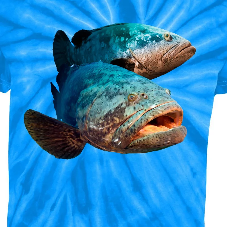 Goliath Grouper Fish Kids Tie-Dye T-Shirt