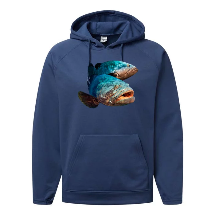 Goliath Grouper Fish Performance Fleece Hoodie