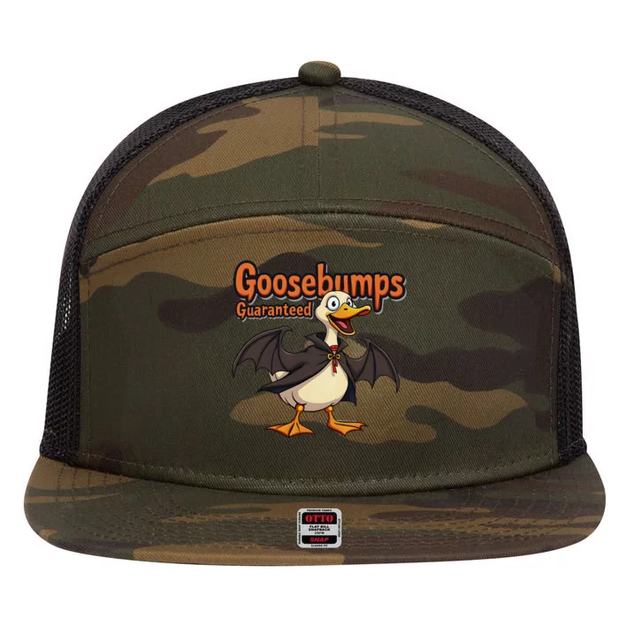 Goosebumps Guaranteed Funny Halloween 7 Panel Mesh Trucker Snapback Hat