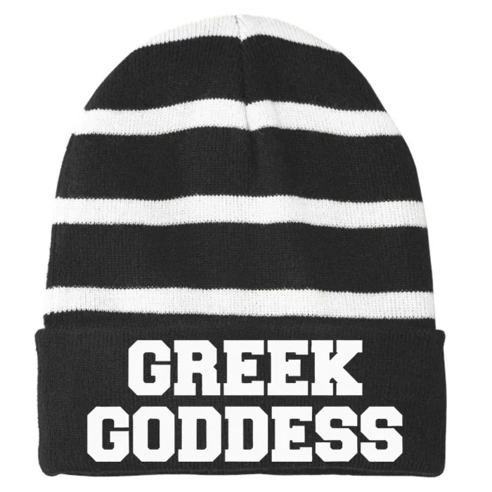 Greek Goddess Funny Fraternity College Frat Party Greek Striped Beanie with Solid Band